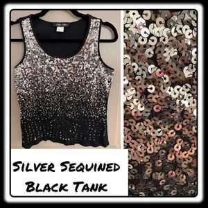 Silver Sequined black tank. “Take me to Vegas!”XL. Only Nine.